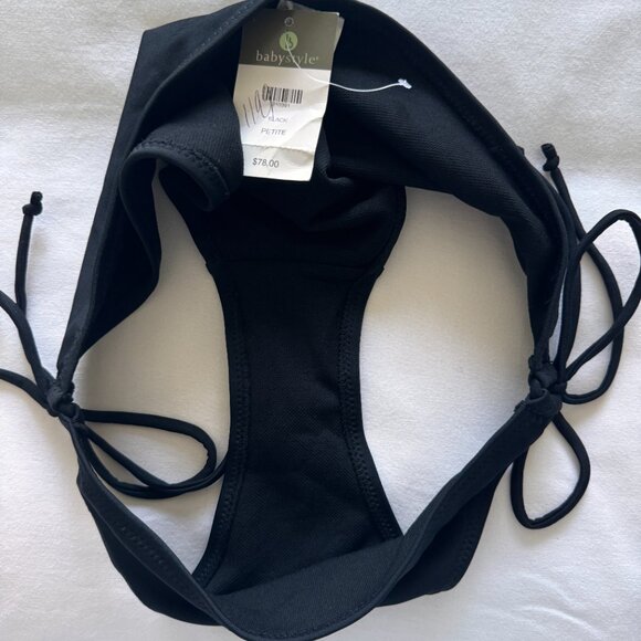 Babystyle NWT Black Tie bikini bottoms petite XS -Small 13.5" - Picture 9 of 11